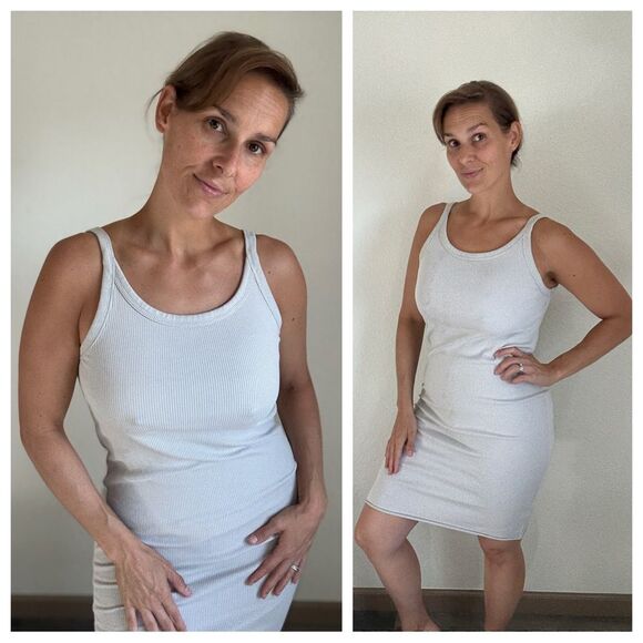 H&M Ribbed Bodycon Dress Medium Minimalist Gray - Picture 1 of 11